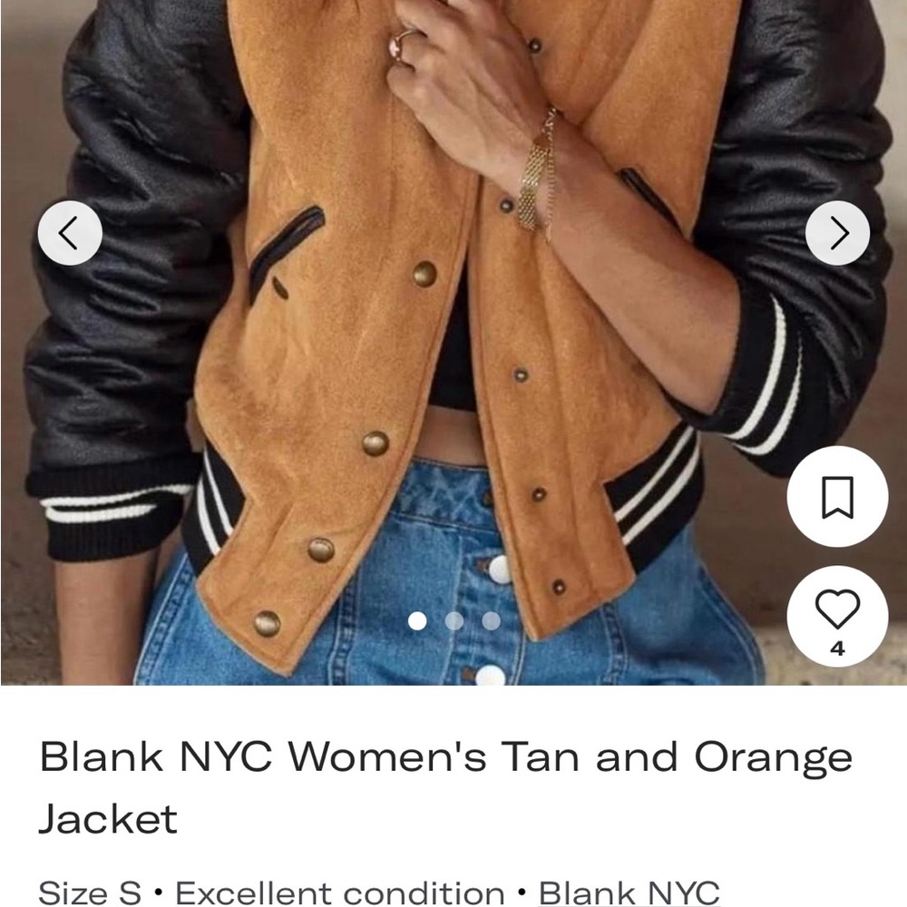 Blank NYC Women's Tan and Black Varsity Jacket